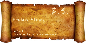 Proksa Vince névjegykártya